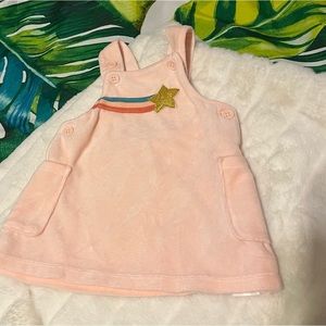 EUC $38 Petit Lem Baby Girl 6M Velour Shooting Star Spring Overall Button Dress